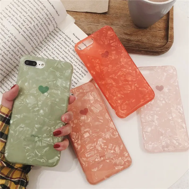 

Glitter Dream Shell Phone Case For iPhone 7 Plus Love Heart Silicon Cover For iPhone XR XS Max X 8 6 S Plus Soft TPU Case