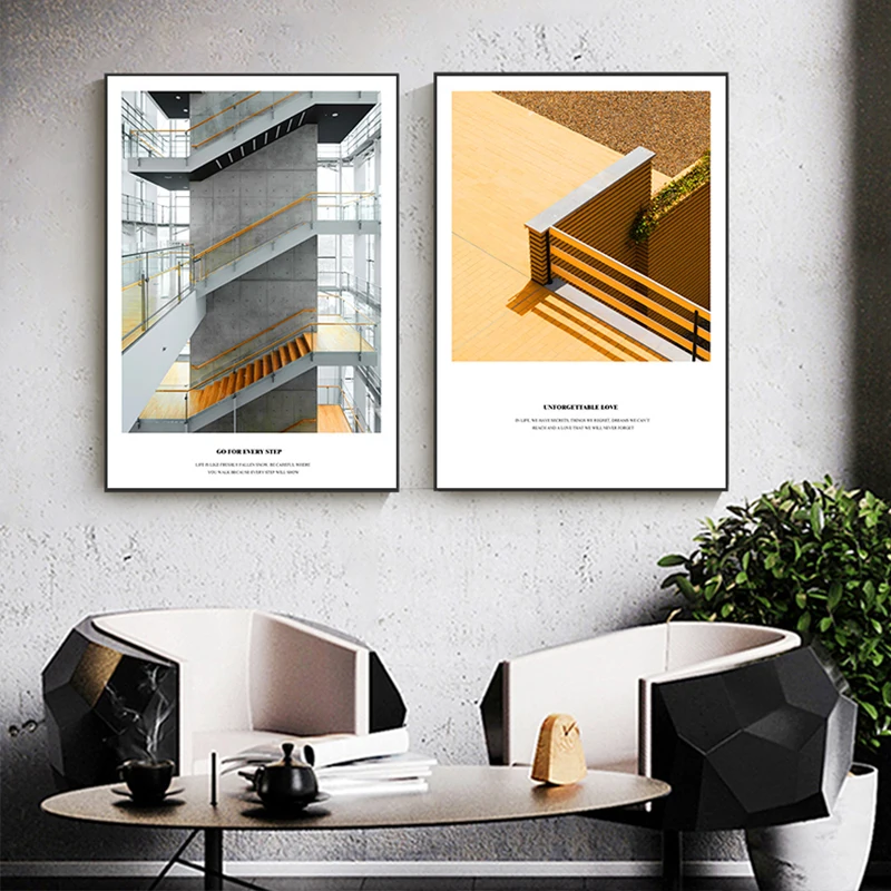 

Nordic Style Golden Building Sunset Roof Canvas Painting Abstract Canvas Art Modern Posters Prints for Living Room Tableau Salon