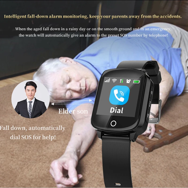 Умные часы D100 D200 для пожилых людей gps + LBS Wi Fi позициоСмарт родителей один ключ SOS