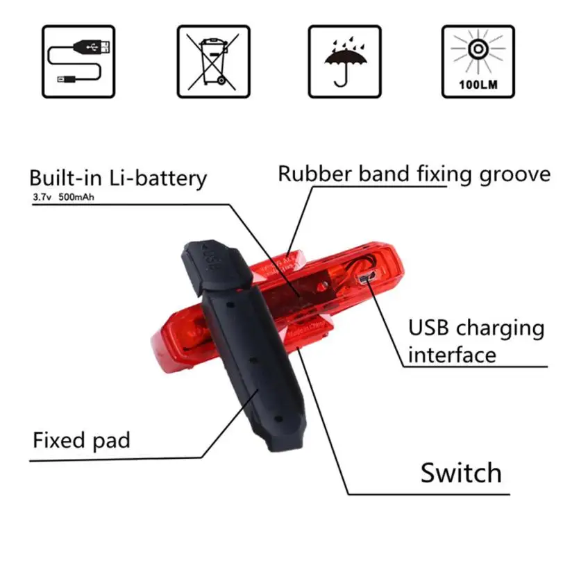 Leadbike USB Перезаряжаемые велосипед передний/задний светильник светодиодный фонарь