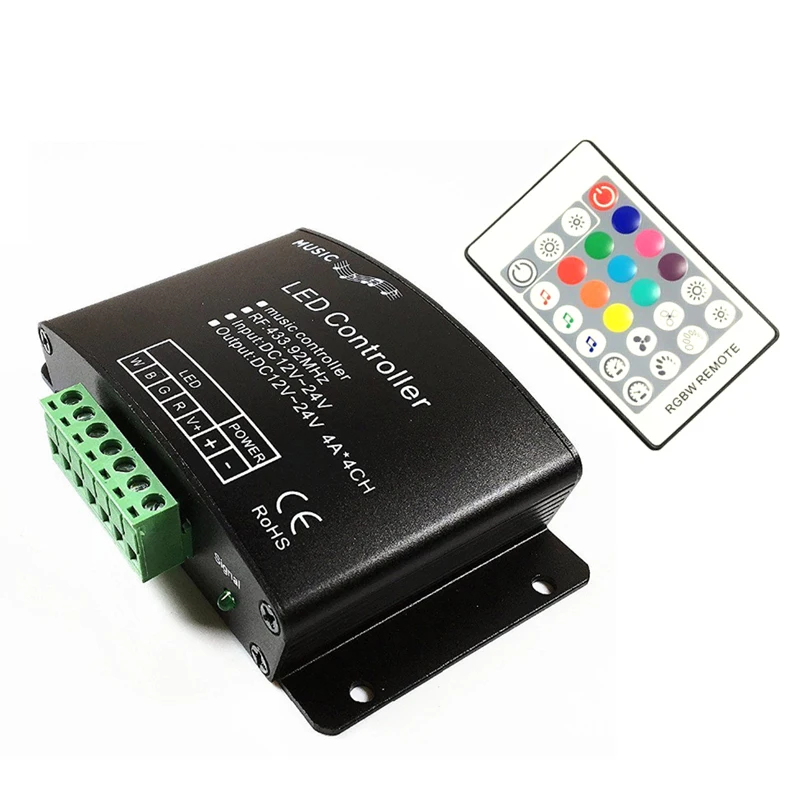 

DC12V-24V Music LED Controller 24Keys RGB / RGBW RF Remote Sound Sensor Voice Audio Control For 5050 RGB LED Strip Light Tape