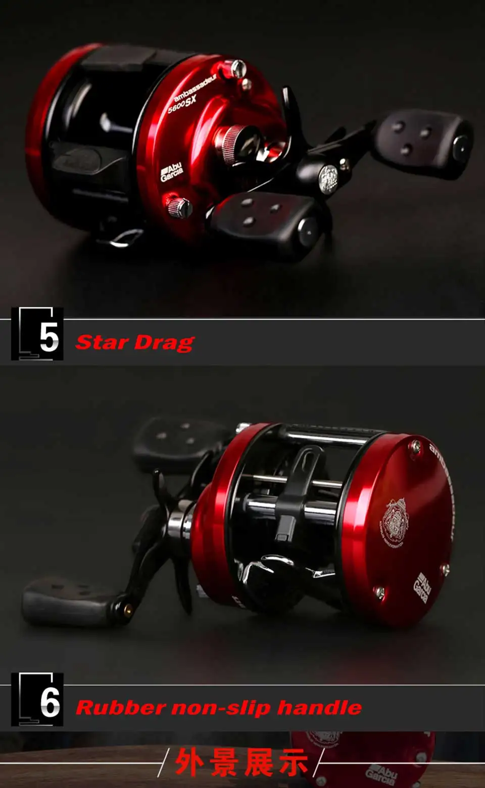 Abu Garcia Ambassadeur SX круглая Катушка AMBSX 5,3: 1 Коэффициент 12.5LB/5,6 кг Максимальное сопротивление 4 подшипника центробежная тормозная система