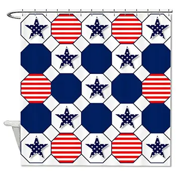 

TrUiuiui Mildew Resistant Fabric USA Flag Polyester Waterproof Shower Curtain 66" X 72" Scenic