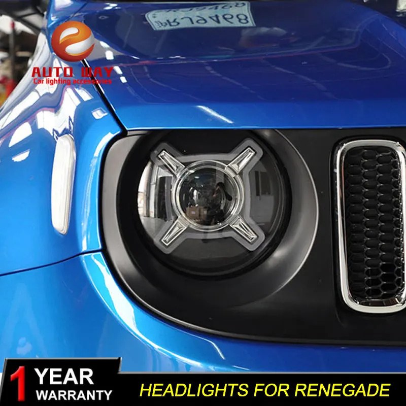 Автомобильный Стильный чехол на голову для Jeep Renegade фары Renegade- светодиодный фонарь DRL Объектив Двойной Луч Биксенон HID