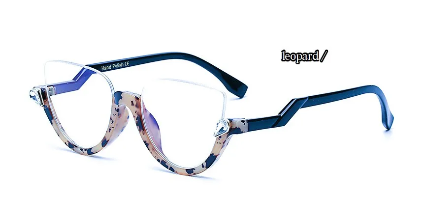 Леопардовая полуоправа, кошачий глаз, оправа для очков, женские трендовые стили, дизайнерские модные компьютерные очки 45159