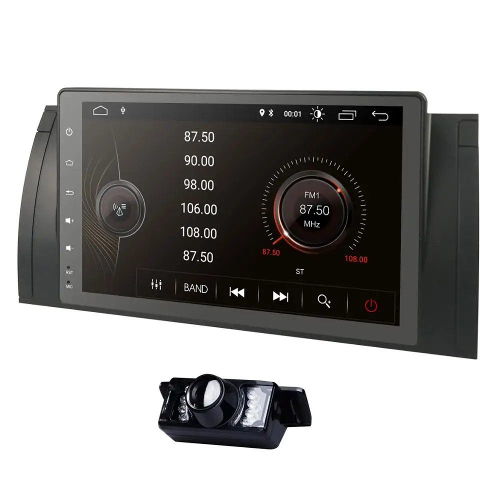 Clearance Quad core Android 9.0 Car GPS Stereo for BMW E39 E53 X5 with EO Wifi Bluetooth Steel wheel control DVR TPMS OBD2 Free Camera IGO 3
