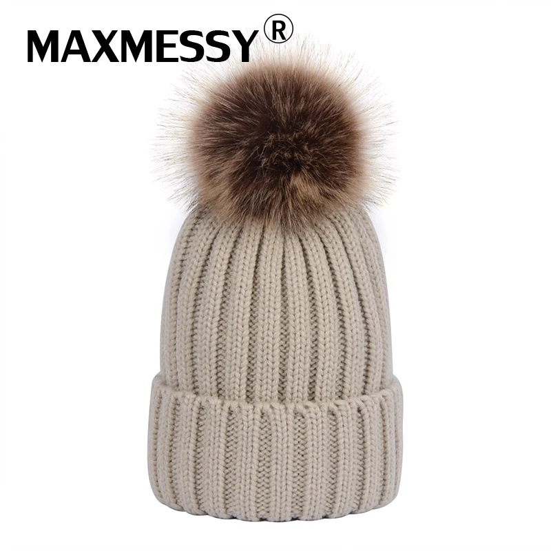 Maxmessy новые модные женские туфли зимние Шапки R норки Мех животных Пипидастр шляпа Обувь для девочек теплая вязаная Skullies шапочки шапки Мех жи...