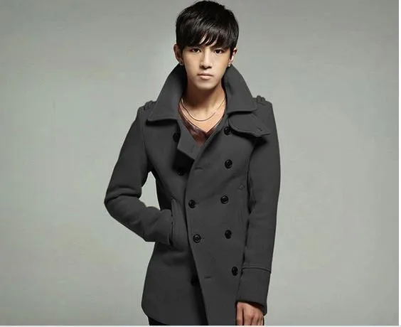 Мужские куртки осенняя и зимняя одежда новая Корейская мужская шерстяная куртка тонкая шерстяная двубортная куртка для колледжа#72029