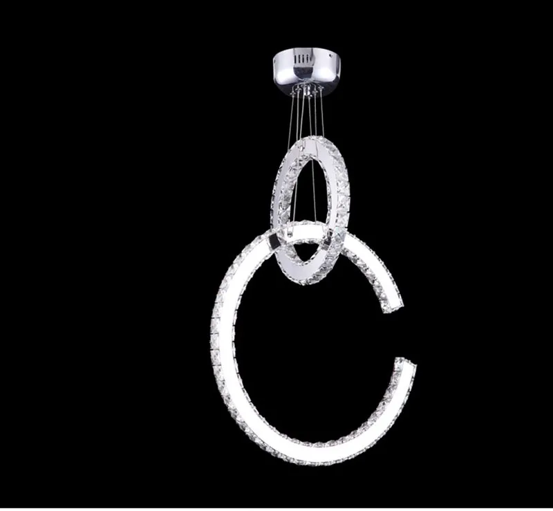 Modern led crystal chandelier light 2 Circle crystal Flush Mounted Chandeliers lamp living room Lustres for Bedroom Dining room (2)