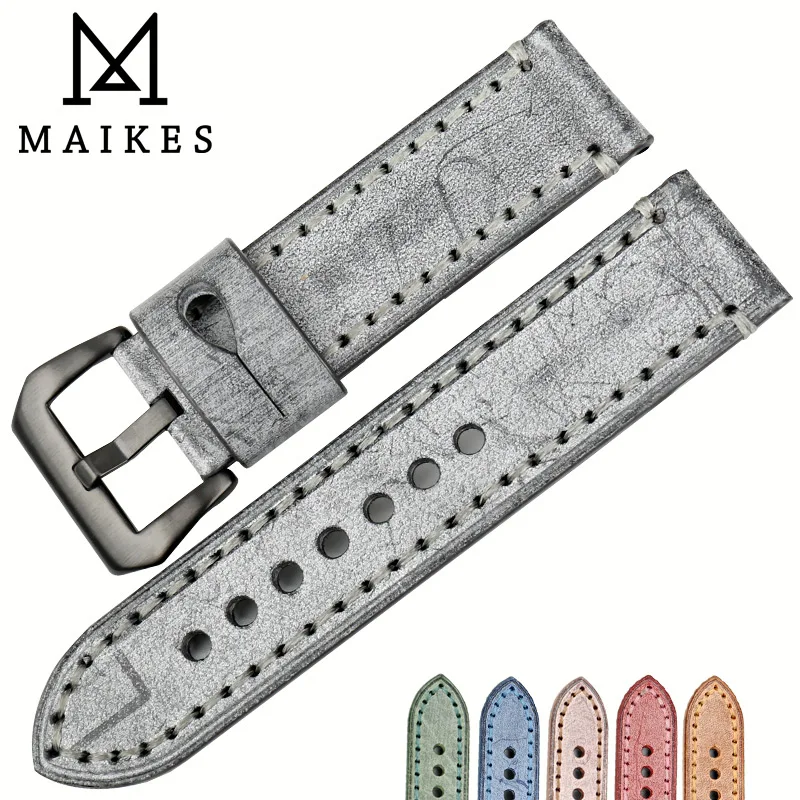 Ремешок для часов MAIKES кожаный винтажный браслет ручной работы аксессуары