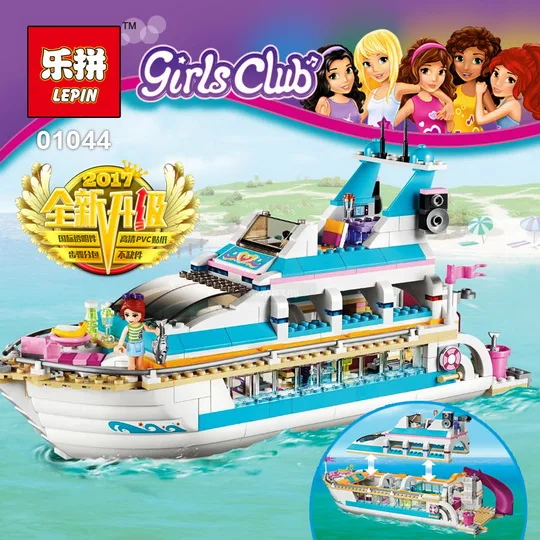 

Lepin Model building toy 01044 618pcs Compatible with Legoing Friend 41015 Dolphin Cruiser Vessel Ship Brick figure for children