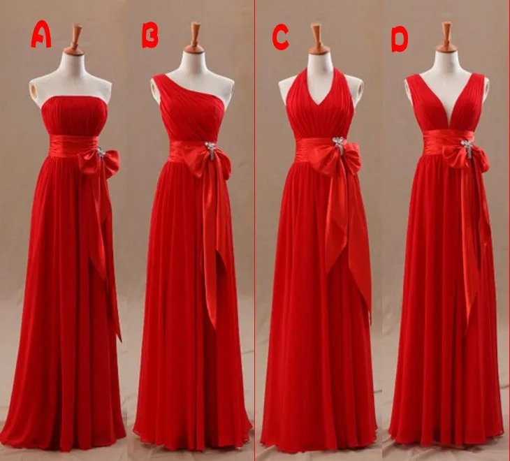 de dama de Honor Vestido Largo Rojo de Gasa Una Línea de Piso Longitud de Las Mujeres Elegantes Plisados Vestidos Formales con Cinta Cuentas Vestido de Fiesta|dress packaging|dress perfectdress camouflage -