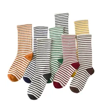 Высокое качество, 8 цветов, Женские Классические Полосатые Носки с рисунком, зимние длинные свободные носки, хлопковые теплые носки, Прямая поставка