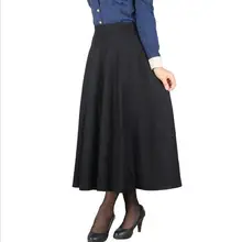 Осень зима юбка Женская высокая талия длинная юбка модная шерстяная плиссированная юбка Юбки Женская S10