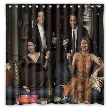 

New Eco-friendly Polyester will&grace Bathroom Curtains High Quality Washable Bath Decor Shower Curtain