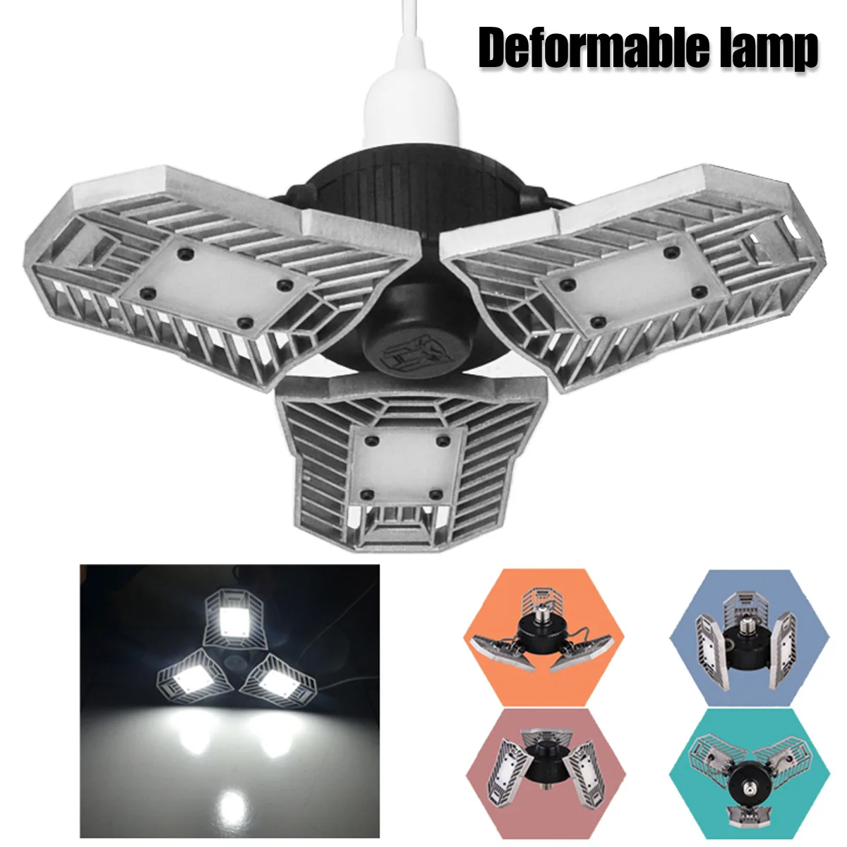 

JIAWEN Deformable Garage Light 60W E27 LED Ceiling Light for Garage/ Attic / Basement / Home LED Mining lamp