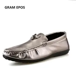 Gram Epos 2019 для мужчин сезон: весна-лето слипоны обувь лакированная кожа головы леопарда для вождения без каблука Мужской бронзовый цвет