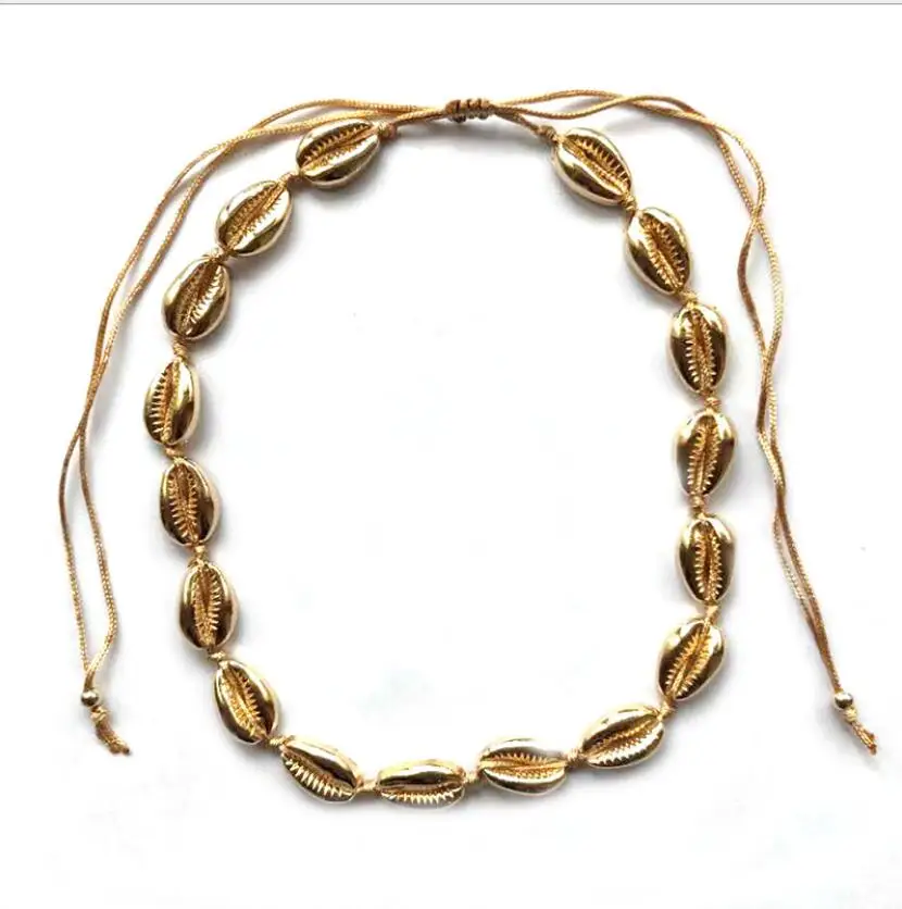 

Bohemian Beach Tassel Necklace Natural Sea Shell Choker Chain Necklace Collar Boho Women Summer Beach Jewelry Shell hard
