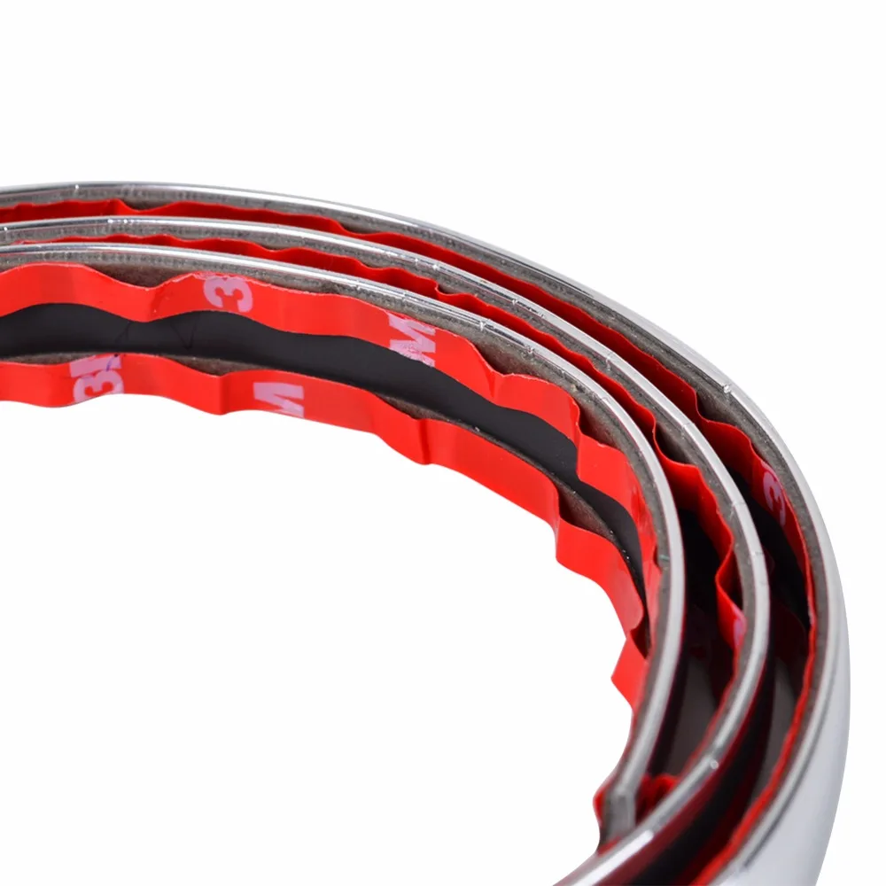 runmade 1 Meter Length Silver Car Chrome Styling Decoration Moulding Trim Strip Tape Auto DIY Protective Sticker Car Universal