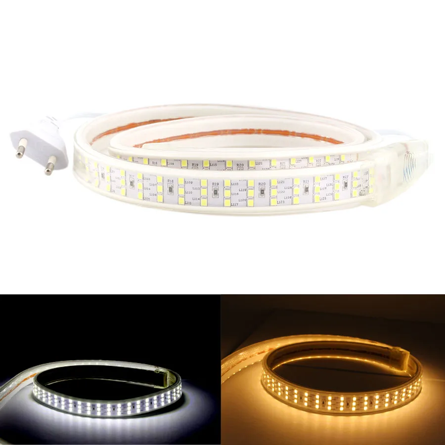 #Best 220V LED Strip Light Waterproof 276Leds m SMD 2835 IP67 Three Row Waterproof 220V LED Strip Lamp Tape Rope Light Warm White