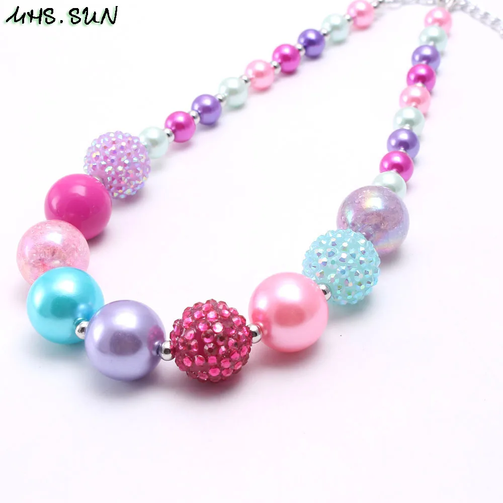 MHS.SUN New arrival child chunky beads necklace colorful girls bubblegum necklace handmade jewelry for kids toy gift 1pcs