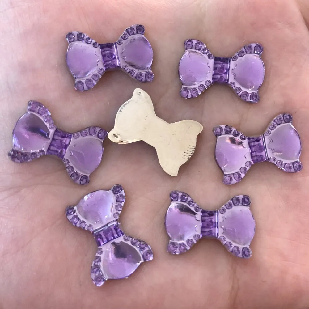 Shiny Resin 14mm*20mm BOW FlatBack Rhinestone Wedding DIY Hair Ornamen 40pcs jewelry making supplies