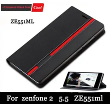 Leather Case For Asus Zenfone 2 Ze550ml Ze551ml (5.5 «) флип Стенд Распространяется на Случаи для Zenfone2 Держатель Телефона + Экран подарок Бесплатно