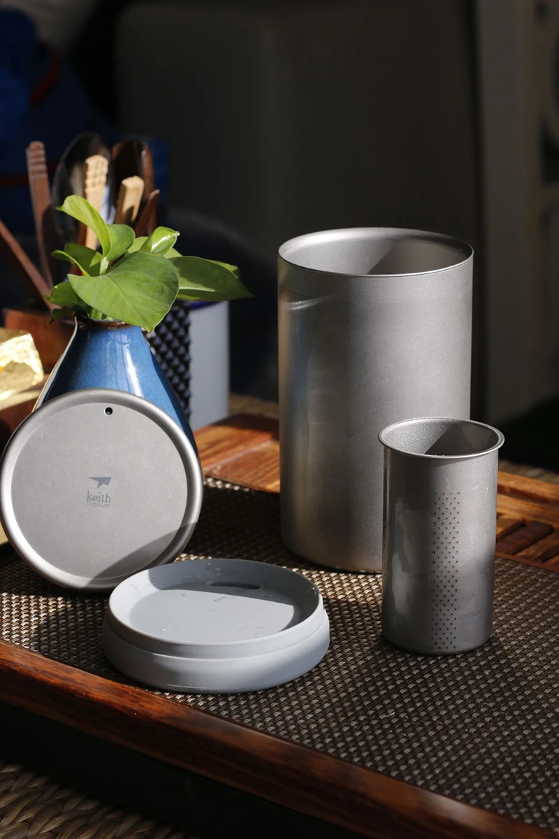 Murada de Titânio Pote com um Keith Titanium Cafeteira Dupla Isolado Café Chá Filtro Cestas 450ml Ti3521 12 Keith titanium cafeteira dupla murada de titânio