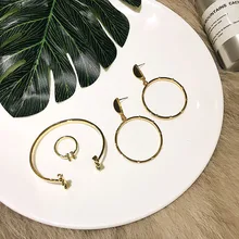 

Punk Gold-Color Geometric Metal Fashion Jewelry Sets For Women 2017 Choker Necklaces Earrings Set Statement Collier Bracelets