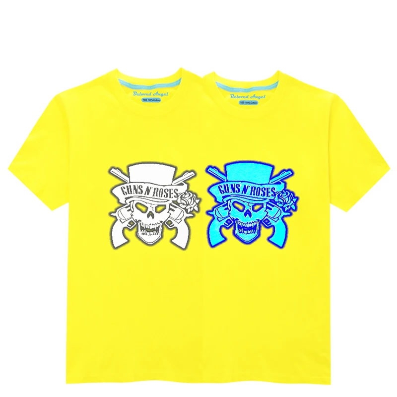Детская летняя футболка с короткими рукавами в повседневном стиле для девочек и мальчиков, светящаяся в темноте футболка, детская одежда хлопок