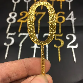

1pc Glitter Gold Silvery Acrylic Number 0123456789 Cake Topper for Children Kids Birthday Annivesary Party Decoration
