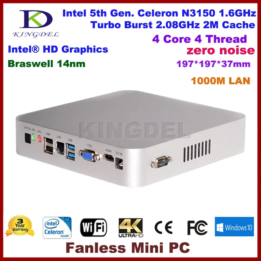 3 Years Warranty Barebone PC Intel NUC Celeron N3150 Braswell Fanless Mini PC Windows HTPC Mini-Itx Micro PC