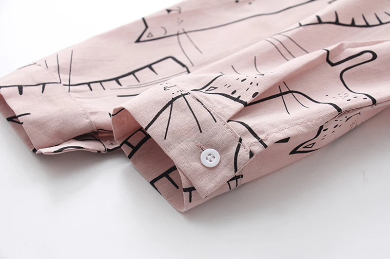 Для женщин Мода 2019 г. отложной воротник рубашка с длинными рукавами Блузка милый кот печати Свободные Повседневное Blosues Топы корректирующи