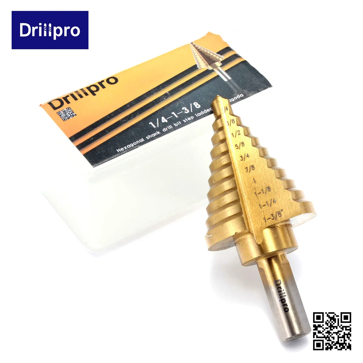 Drillpro 1x1/"-1-3/8" Шаг сверло набор Титан покрытием высокого Скорость Сталь ступенчатая Буровая головка бура - Цвет: Коричневый