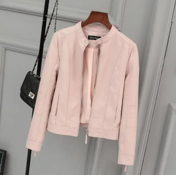 

Leather Short Section 2019 Autumn Women New Lo Comotive PU Leather Short Jacket Collar Collar Slim Leather Jacket