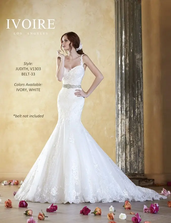 Lace Wedding Dress with Rhinestone Belt