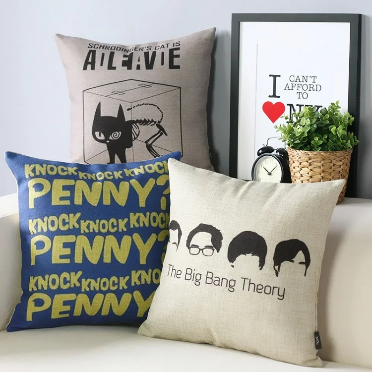 The Big Bang Theory Knock Penny Sheldon Cushion Cover Pillow Case Sofa Chair Decorative Linen