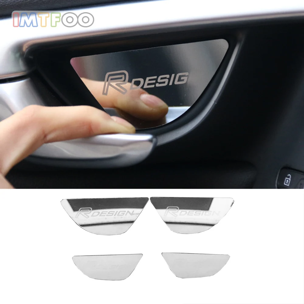 IMTFOO STAINLESS STEEL font b INTERIOR b font DOOR HANDLE MOLDING STICKERS FOR VOLVO S60 V60