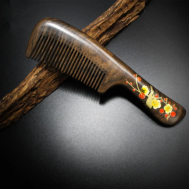 

2019 diaphanous natural chacate preto handmade comb Wood Hair Combs makeup Head Massager Antistatic Wooden brush best gift
