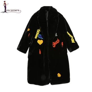 

2018 New Imitation fur Coat Female Winter Mediun long Fashion Imitation Rex rabbit fur Overcoat Thickening Warm Outerwear DD749