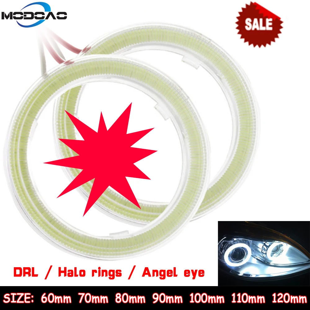 

2pcs Universal Red COB Halo Ring Headlight Lamp DRL 12V Car LED Fog light Angel Eyes Light 60MM 80MM 90MM 100MM 110MM 120MM