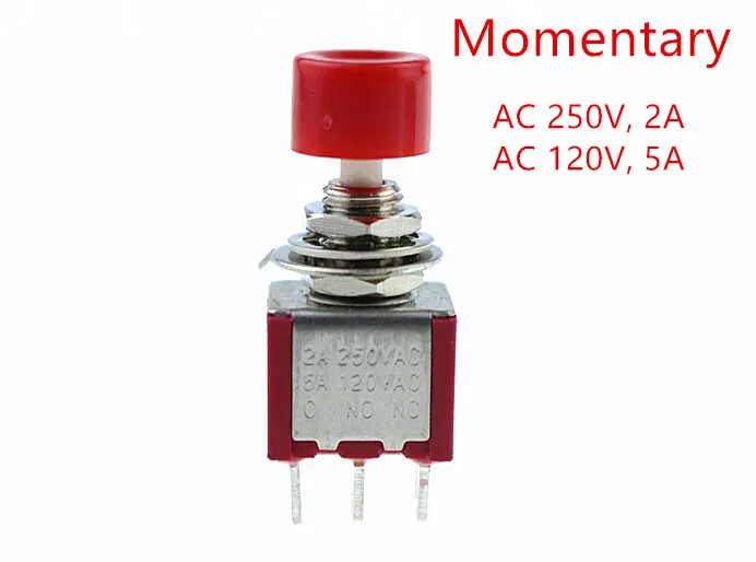 

AC 2A/250V 5A/120V 6 Pin DPDT Momentary Push Button Switch 6mm 15/64" 2 NO 2 NC
