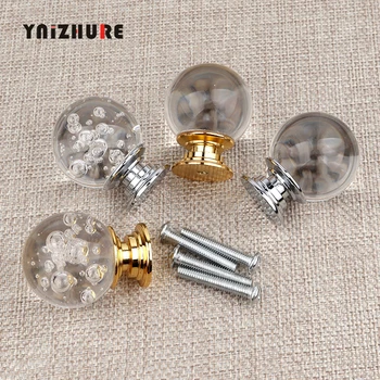 

30mm Clear Crystal Glass Gold Knobs Closet Handles Dresser Drawer Kitchen Cabinet Pull Wardrobe Cupboard Handle 1PC
