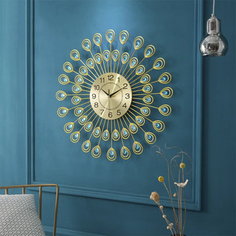 

European Creative Simple Peacock DIY Wall Clock Mute Living Room 3D Clock Modern Home Fashion Decoration Electronic Quartz Clock