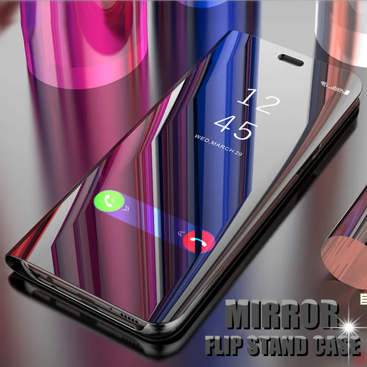 

Luxury Mirror Flip Case For Huawei Mate 9 10 Pro Honor V10 8 9 Lite PU Leather Clear View Smart Cover Phone Case Fundas