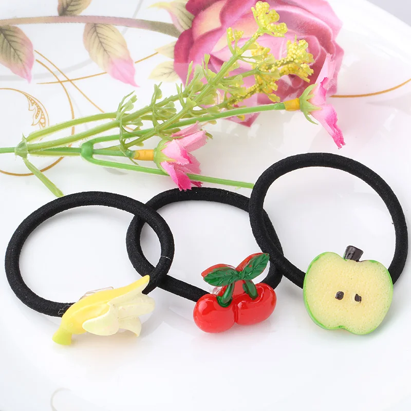 C MISM Cute Fruits Banana Cherry Hair Accessories Ornaments Rubber Band
