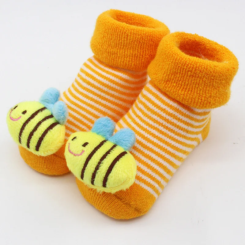 Г., Детские Носки с рисунком медведя, нескользящие носки-тапочки осенне-зимние мягкие теплые милые хлопковые носки с рисунком для новорожденных девочек и мальчиков - Цвет: Цвет: желтый