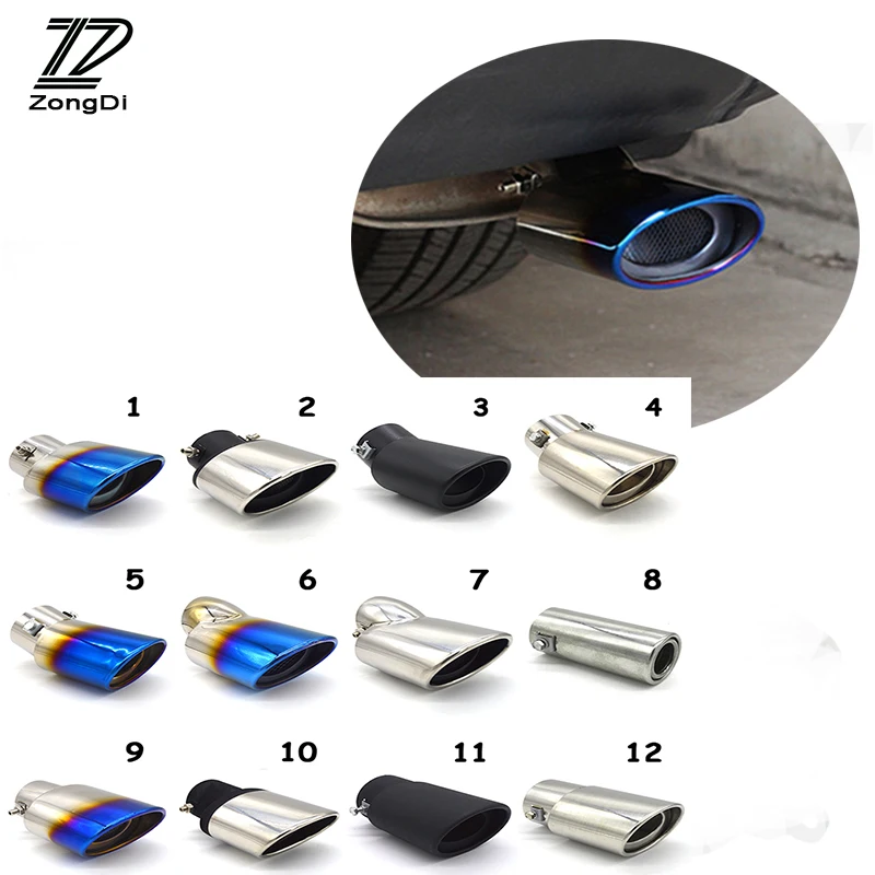 

ZD For Volkswagen Opel Mazda Ford Chevrolet Citroen Volvo Peugeot Car Universal Exhaust Muffler Tip Pipe Chrome Stainless Steel