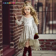 SLKMSWMDJ Vintage Dress Toddler Baby Girls Gold Velvet fringed Dress Solid Tassel Long Sleeve Baby Asymmetrical Dresses Clothing цена SLKMSWMDJ Vintage Dress Toddler Baby Girls Gold Velvet fringed Dress Solid Tassel Long Sleeve Baby Asymmetrical Dresses Clothing цены онлайн