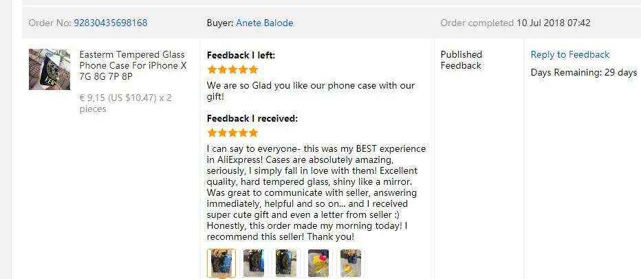 Feedback from Anete